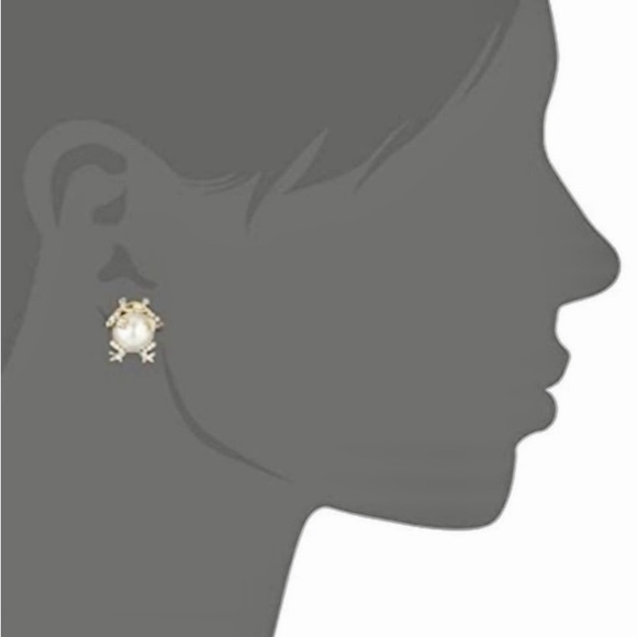 💕Betsey Johnson “Pearl Critters” Frog Crystal Stud Earrings💕 NIP - Picture 5 of 6